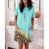 image:imageCHICME Nightgowns for Women Short Sleeve Sleep Shirts Casual Loose Printed Sleep Dress Soft Sleepwear with PocketsLeopard Green
