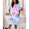 image:imageCHICME Nightgowns for Women Short Sleeve Sleep Shirts Casual Loose Printed Sleep Dress Soft Sleepwear with PocketsMulticolor