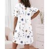 image:imageCHICME Nightgowns for Women Short Sleeve Sleep Shirts Casual Loose Printed Sleep Dress Soft Sleepwear with PocketsWhite