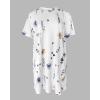 image:imageCHICME Nightgowns for Women Short Sleeve Sleep Shirts Casual Loose Printed Sleep Dress Soft Sleepwear with PocketsWhite