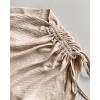 image:imageCHICME Off Shoulder Tops for Women Summer Skew Neck Blouse Adjustable Drawstring Sleeve Loose Fit Casual TopApricot