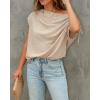 image:imageCHICME Off Shoulder Tops for Women Summer Skew Neck Blouse Adjustable Drawstring Sleeve Loose Fit Casual TopApricot