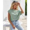 image:imageCHICME Off Shoulder Tops for Women Summer Skew Neck Blouse Adjustable Drawstring Sleeve Loose Fit Casual TopPalegreen