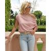 image:imageCHICME Off Shoulder Tops for Women Summer Skew Neck Blouse Adjustable Drawstring Sleeve Loose Fit Casual TopRed Bean