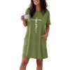image:imageCHICME Nightgowns for Women Short Sleeve Sleep Shirts Casual Loose Printed Sleep Dress Soft Sleepwear with PocketsAgreen