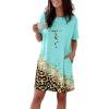 image:imageCHICME Nightgowns for Women Short Sleeve Sleep Shirts Casual Loose Printed Sleep Dress Soft Sleepwear with PocketsLeopard Green