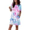 image:imageCHICME Nightgowns for Women Short Sleeve Sleep Shirts Casual Loose Printed Sleep Dress Soft Sleepwear with PocketsMulticolor