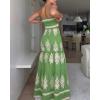 image:imageCHICME Floral Printed Prom Dress Tie Ruched Shirred Bandeau Party Dress Slim Fit Ruffle Hem Vacation DressesBaroque Green