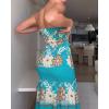 image:imageCHICME Floral Printed Prom Dress Tie Ruched Shirred Bandeau Party Dress Slim Fit Ruffle Hem Vacation DressesPrinted Green