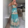 image:imageCHICME Floral Printed Prom Dress Tie Ruched Shirred Bandeau Party Dress Slim Fit Ruffle Hem Vacation DressesPrinted Green