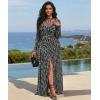 image:imageCHICME Womens Maxi Dresses 2 Piece Floral Mesh Set Sheer Long Sleeve Cover Up Mini Slip Spring Break Outfits Resort VacationAblack