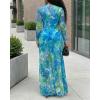image:imageCHICME Womens Maxi Dresses 2 Piece Floral Mesh Set Sheer Long Sleeve Cover Up Mini Slip Spring Break Outfits Resort VacationBlue