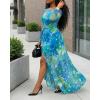 image:imageCHICME Womens Maxi Dresses 2 Piece Floral Mesh Set Sheer Long Sleeve Cover Up Mini Slip Spring Break Outfits Resort VacationBlue