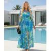image:imageCHICME Womens Maxi Dresses 2 Piece Floral Mesh Set Sheer Long Sleeve Cover Up Mini Slip Spring Break Outfits Resort VacationBlue