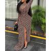 image:imageCHICME Womens Maxi Dresses 2 Piece Floral Mesh Set Sheer Long Sleeve Cover Up Mini Slip Spring Break Outfits Resort VacationBrown