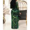 image:imageCHICME Womens Maxi Dresses 2 Piece Floral Mesh Set Sheer Long Sleeve Cover Up Mini Slip Spring Break Outfits Resort VacationGreen