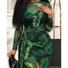 image:imageCHICME Womens Maxi Dresses 2 Piece Floral Mesh Set Sheer Long Sleeve Cover Up Mini Slip Spring Break Outfits Resort VacationGreen