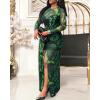 image:imageCHICME Womens Maxi Dresses 2 Piece Floral Mesh Set Sheer Long Sleeve Cover Up Mini Slip Spring Break Outfits Resort VacationGreen
