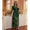 image:imageCHICME Womens Maxi Dresses 2 Piece Floral Mesh Set Sheer Long Sleeve Cover Up Mini Slip Spring Break Outfits Resort VacationGreen