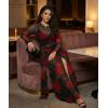 image:imageCHICME Womens Maxi Dresses 2 Piece Floral Mesh Set Sheer Long Sleeve Cover Up Mini Slip Spring Break Outfits Resort VacationRed