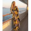image:imageCHICME Womens Maxi Dresses 2 Piece Floral Mesh Set Sheer Long Sleeve Cover Up Mini Slip Spring Break Outfits Resort VacationYellow