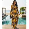 image:imageCHICME Womens Maxi Dresses 2 Piece Floral Mesh Set Sheer Long Sleeve Cover Up Mini Slip Spring Break Outfits Resort VacationYellow