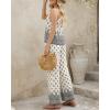 image:imageCHICME Womens Summer 2 Piece Boho Outfits Shimmering Rhinestone Haltered Top and Wide Leg Pants Vacation SetAapricot