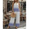 image:imageCHICME Womens Summer 2 Piece Boho Outfits Shimmering Rhinestone Haltered Top and Wide Leg Pants Vacation SetBlue