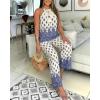 image:imageCHICME Womens Summer 2 Piece Boho Outfits Shimmering Rhinestone Haltered Top and Wide Leg Pants Vacation SetBlue
