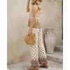 image:imageCHICME Womens Summer 2 Piece Boho Outfits Shimmering Rhinestone Haltered Top and Wide Leg Pants Vacation SetCoffee