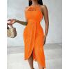 image:imageCHICME Womens Summer Halter Ruched Bodycon Long Dresses Hollow Out A Line Eyelet Embroidery amp Side Slit Vacation Tank DressOrange
