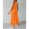 image:imageCHICME Womens Summer Halter Ruched Bodycon Long Dresses Hollow Out A Line Eyelet Embroidery amp Side Slit Vacation Tank DressOrange
