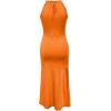 image:imageCHICME Womens Summer Halter Ruched Bodycon Long Dresses Hollow Out A Line Eyelet Embroidery amp Side Slit Vacation Tank DressOrange