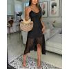 image:imageCHICME Womens Sexy Slip Dress Adjustable Spaghetti Strap Lace Double Lined Backless Party Summer Casual Midi DressesBlack