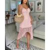 image:imageCHICME Womens Sexy Slip Dress Adjustable Spaghetti Strap Lace Double Lined Backless Party Summer Casual Midi DressesPink