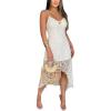 image:imageCHICME Womens Sexy Slip Dress Adjustable Spaghetti Strap Lace Double Lined Backless Party Summer Casual Midi DressesBeige