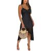 image:imageCHICME Womens Sexy Slip Dress Adjustable Spaghetti Strap Lace Double Lined Backless Party Summer Casual Midi DressesBlack