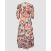 image:imageCHICME Womens Summer Boho Maxi Dress V Neck 34 Puff Sleeve Floral Flowy Wedding Guest Vacation Beach Long DressAmulticolor