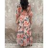 image:imageCHICME Womens Summer Boho Maxi Dress V Neck 34 Puff Sleeve Floral Flowy Wedding Guest Vacation Beach Long DressAmulticolor