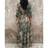 image:imageCHICME Womens Summer Boho Maxi Dress V Neck 34 Puff Sleeve Floral Flowy Wedding Guest Vacation Beach Long DressGreen