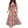 image:imageCHICME Womens Summer Boho Maxi Dress V Neck 34 Puff Sleeve Floral Flowy Wedding Guest Vacation Beach Long DressAmulticolor