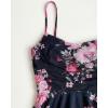image:imageCHICME Womens Floral Mesh Midi Dress 2026 Summer Cowl Neck Adjustable Strap A Line Cinched Zipper Back Cocktail Party DressBlack