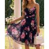 image:imageCHICME Womens Floral Mesh Midi Dress 2026 Summer Cowl Neck Adjustable Strap A Line Cinched Zipper Back Cocktail Party DressBlack