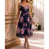 image:imageCHICME Womens Floral Mesh Midi Dress 2026 Summer Cowl Neck Adjustable Strap A Line Cinched Zipper Back Cocktail Party DressBlack