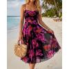 image:imageCHICME Womens Floral Mesh Midi Dress 2026 Summer Cowl Neck Adjustable Strap A Line Cinched Zipper Back Cocktail Party DressBlack B