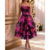 image:imageCHICME Womens Floral Mesh Midi Dress 2026 Summer Cowl Neck Adjustable Strap A Line Cinched Zipper Back Cocktail Party DressBlack B