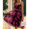 image:imageCHICME Womens Floral Mesh Midi Dress 2026 Summer Cowl Neck Adjustable Strap A Line Cinched Zipper Back Cocktail Party DressBlack B