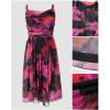 image:imageCHICME Womens Floral Mesh Midi Dress 2026 Summer Cowl Neck Adjustable Strap A Line Cinched Zipper Back Cocktail Party DressBlack B