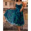 image:imageCHICME Womens Floral Mesh Midi Dress 2026 Summer Cowl Neck Adjustable Strap A Line Cinched Zipper Back Cocktail Party DressGreen
