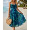 image:imageCHICME Womens Floral Mesh Midi Dress 2026 Summer Cowl Neck Adjustable Strap A Line Cinched Zipper Back Cocktail Party DressGreen